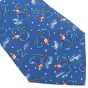エルメス HERMES 9cm ブルー シルク ネクタイ スキー 総柄 雪