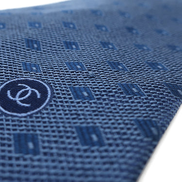 シャネル CHANEL 総柄 10cm ブルー シルク ネクタイ 青