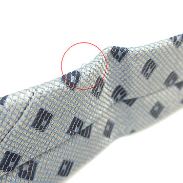 シャネル CHANEL ダイヤ柄 9cm シルバー×ブルー シルク ネクタイ メタリック ココマーク