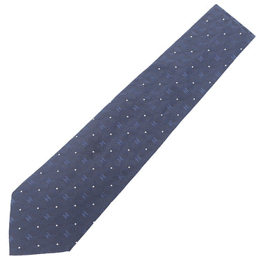 シャネル CHANEL ココマーク 格子柄 9cm ネイビー シルク ネクタイ 紺