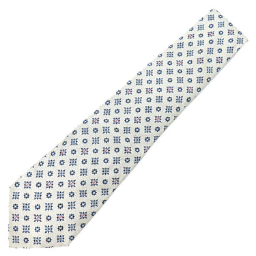 シャネル CHANEL CHANELココマーク 9.5cm ブルー×ホワイト シルク ネクタイ 雪 結晶柄