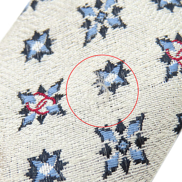 シャネル CHANEL CHANELココマーク 9.5cm ブルー×ホワイト シルク ネクタイ 雪 結晶柄