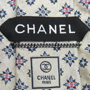 シャネル CHANEL CHANELココマーク 9.5cm ブルー×ホワイト シルク ネクタイ 雪 結晶柄