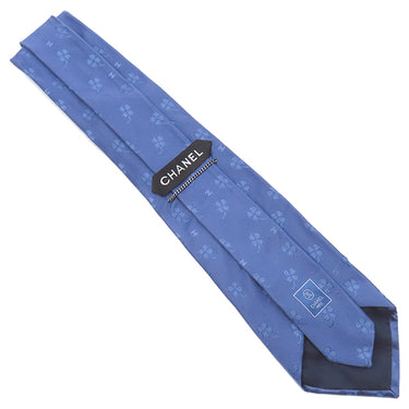 シャネル CHANEL クローバー柄 9.5cm ブルー シルク ネクタイ 総柄 ココマーク