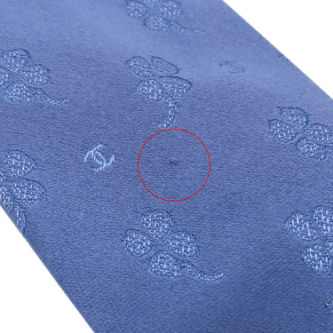 シャネル CHANEL クローバー柄 9.5cm ブルー シルク ネクタイ 総柄 ココマーク