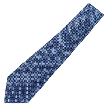 シャネル CHANEL ココマーク 花 ダイヤ柄 9.5cm ブルー×ネイビー シルク ネクタイ 青 紺