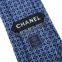 シャネル CHANEL ココマーク 花 ダイヤ柄 9.5cm ブルー×ネイビー シルク ネクタイ 青 紺