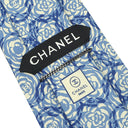 シャネル CHANEL ココマーク カメリア 9.5cm ブルー×ベージュ シルク ネクタイ 青 花柄