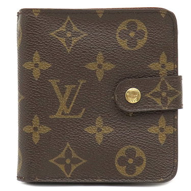 ルイヴィトン LOUIS VUITTON コンパクトジップ M61667 モノグラム モノグラムキャンバス 二つ折り財布 ゴールド金具 コンパクトウォレット 茶