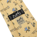 エルメス HERMES アニマル柄 9.5cm イエロー×マルチカラー シルク ネクタイ 黄色 青 緑 キツネ 鳥