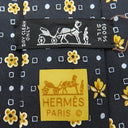 エルメス HERMES 総柄 9cm ブラック シルク ネクタイ 花柄 ドット