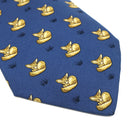 エルメス HERMES アニマル柄 9cm ブルー×イエロー シルク ネクタイ 青 黄色 キツネ