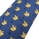 エルメス HERMES アニマル柄 9cm ブルー×イエロー シルク ネクタイ 青 黄色 キツネ