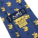 エルメス HERMES アニマル柄 9cm ブルー×イエロー シルク ネクタイ 青 黄色 キツネ