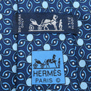 エルメス HERMES クラバット 9cm ネイビー×ブルー シルク ネクタイ 紺 青 総柄 幾何学柄