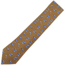 エルメス HERMES ペガサス 9cm ブラウン×ブルー シルク ネクタイ 茶 青 馬 ホース