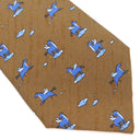 エルメス HERMES ペガサス 9cm ブラウン×ブルー シルク ネクタイ 茶 青 馬 ホース