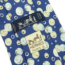 エルメス HERMES 丸柄 9cm ブルー×マルチカラー シルク ネクタイ 紺 青 ○ 月