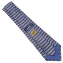 エルメス HERMES 総柄 9cm ブルー系 シルク ネクタイ 変形 ストライプ 青 水色 ゴールド