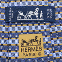 エルメス HERMES 総柄 9cm ブルー系 シルク ネクタイ 変形 ストライプ 青 水色 ゴールド