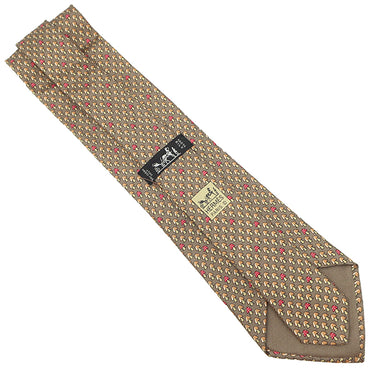 エルメス HERMES キノコ 9cm ブラウン×レッド シルク ネクタイ 茶 赤 マッシュルーム