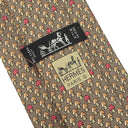 エルメス HERMES キノコ 9cm ブラウン×レッド シルク ネクタイ 茶 赤 マッシュルーム