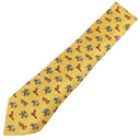 エルメス HERMES アニマル柄 9cm イエロー×マルチカラー シルク ネクタイ 黄色 グレー 緑 茶 キツネ 鳥