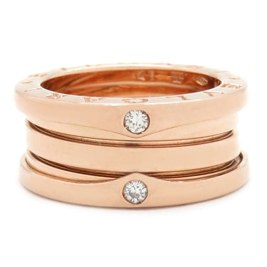 ブルガリ BVLGARI ビーゼロワン B-zero1 3バンド ダイヤリング ピンクゴールド K18PG ダイヤモンド #49(JP9) リング 指輪 4P 4石 750PG 18金 8.5号