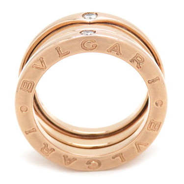 ブルガリ BVLGARI ビーゼロワン B-zero1 3バンド ダイヤリング ピンクゴールド K18PG ダイヤモンド #49(JP9) リング 指輪 4P 4石 750PG 18金 8.5号