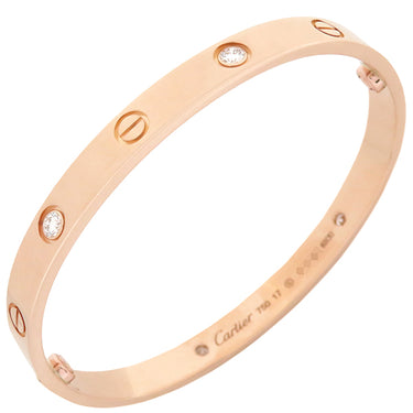 カルティエ Cartier LOVE ラブブレス ハーフダイヤ 4Pダイヤ B6069917 ピンクゴールド K18PG ダイヤモンド #17 ブレスレット 750PG RG 18K 18金