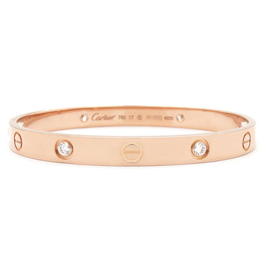 カルティエ Cartier LOVE ラブブレス ハーフダイヤ 4Pダイヤ B6069917 ピンクゴールド K18PG ダイヤモンド #17 ブレスレット 750PG RG 18K 18金