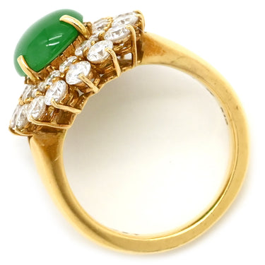 ポンテヴェキオ Ponte Vecchio 翡翠 ダイヤモンド リング イエローゴールド×ジェダイトグリーン K18YG 翡翠 ダイヤモンド リング 指輪 ジェダイト 750 YG 9号