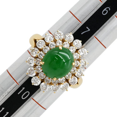 ポンテヴェキオ Ponte Vecchio 翡翠 ダイヤモンド リング イエローゴールド×ジェダイトグリーン K18YG 翡翠 ダイヤモンド リング 指輪 ジェダイト 750 YG 9号