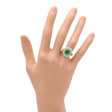 ポンテヴェキオ Ponte Vecchio 翡翠 ダイヤモンド リング イエローゴールド×ジェダイトグリーン K18YG 翡翠 ダイヤモンド リング 指輪 ジェダイト 750 YG 9号