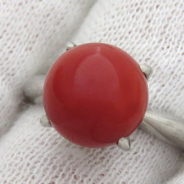 ノンブランド NON BRAND 珊瑚リング プラチナシルバー Pt900 珊瑚 リング 指輪 赤 サンゴ 15号