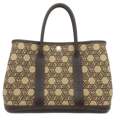 エルメス HERMES ガーデンパーティーTPM エベンヌ トワルソーアッシュ ブッフルスキッパー トートバッグ シルバー金具 茶
