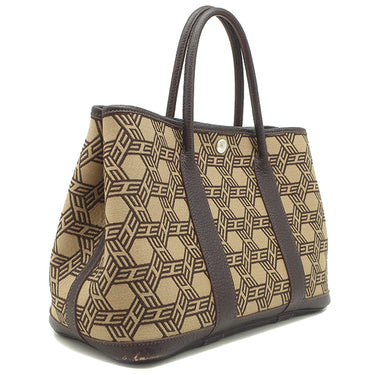 エルメス HERMES ガーデンパーティーTPM エベンヌ トワルソーアッシュ ブッフルスキッパー トートバッグ シルバー金具 茶