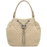 シャネル CHANEL シェブロン ドローストリングバッグ A91273 ベージュ レザー 2WAYバッグ ガンメタル金具 ココマーク Vステッチ チェーンショルダー