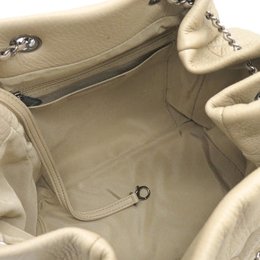 シャネル CHANEL シェブロン ドローストリングバッグ A91273 ベージュ レザー 2WAYバッグ ガンメタル金具 ココマーク Vステッチ チェーンショルダー