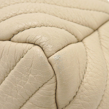 シャネル CHANEL シェブロン ドローストリングバッグ A91273 ベージュ レザー 2WAYバッグ ガンメタル金具 ココマーク Vステッチ チェーンショルダー