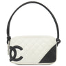 シャネル CHANEL カンボンライン A25175 ホワイトXブラック レザー ハンドバッグ シルバー金具 アクセサリーポーチ ココマーク