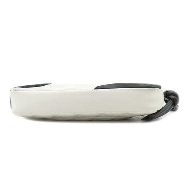 シャネル CHANEL カンボンライン A25175 ホワイトXブラック レザー ハンドバッグ シルバー金具 アクセサリーポーチ ココマーク