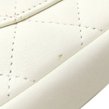 シャネル CHANEL カンボンライン A25175 ホワイトXブラック レザー ハンドバッグ シルバー金具 アクセサリーポーチ ココマーク