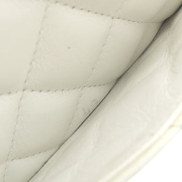 シャネル CHANEL カンボンライン A25175 ホワイトXブラック レザー ハンドバッグ シルバー金具 アクセサリーポーチ ココマーク