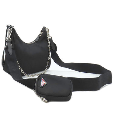 プラダ PRADA Re-Edition2005 ナイロン ショルダー ブラック ナイロン 2WAYバッグ シルバー金具 黒 三角ロゴプレート