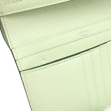 エルメス HERMES ベアンコンパクト ヴェールフィズ ヴォーエプソン 二つ折り財布 シルバー金具 薄緑