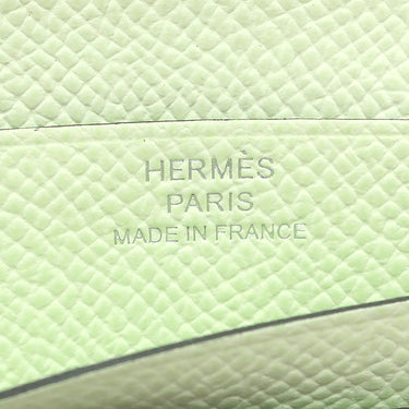 エルメス HERMES ベアンコンパクト ヴェールフィズ ヴォーエプソン 二つ折り財布 シルバー金具 薄緑