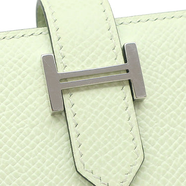 エルメス HERMES ベアンコンパクト ヴェールフィズ ヴォーエプソン 二つ折り財布 シルバー金具 薄緑