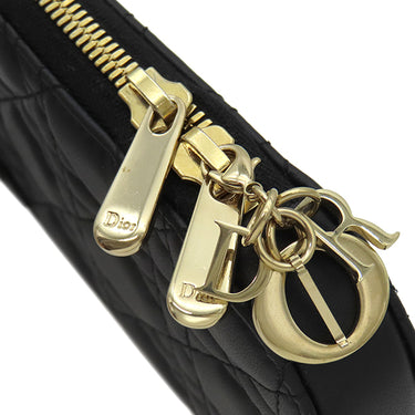 クリスチャン・ディオール Christian Dior Lady Dior Call in Dior フォンホルダー S08720NMJ ブラック ラムスキン 2WAYバッグ ゴールド金具 カナージュ レザー 黒