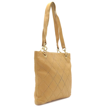 シャネル CHANEL ワイルドステッチ ココマーク  イエロー レザー トートバッグ マットゴールド金具 ハンドバッグ ショルダー 肩掛け